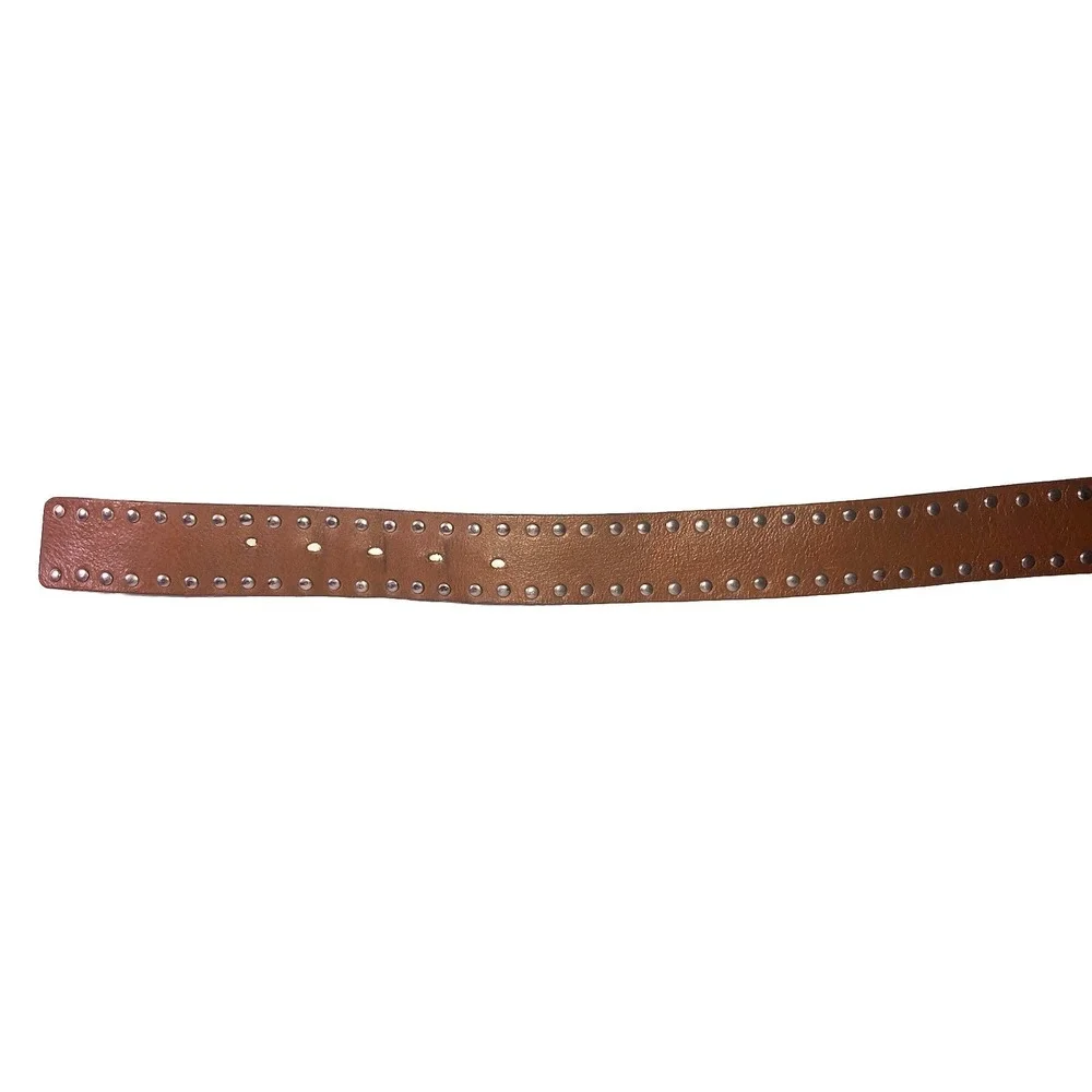 Vtg Y2K Calvin Klein Jeans Studded Brown Leather‎ Belt 33-37